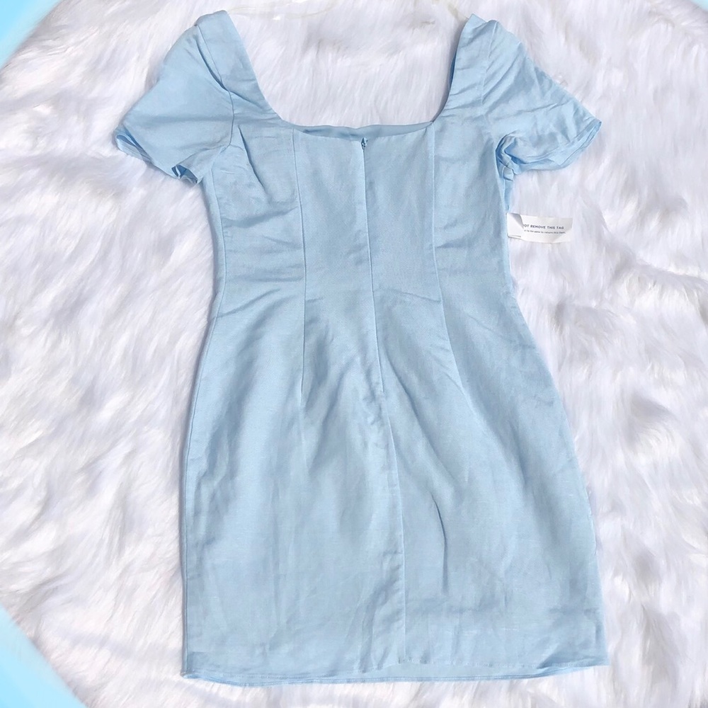 Fame and partners blue linen body con dress - Picture 2 of 7